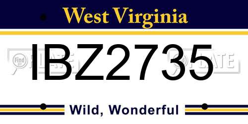 IBZ2735 West Virginia License Plate