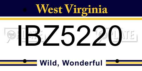 IBZ5220 West Virginia License Plate