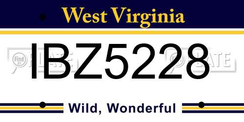 IBZ5228 West Virginia License Plate