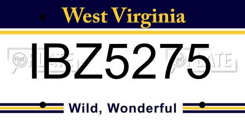 IBZ5275 West Virginia License Plate