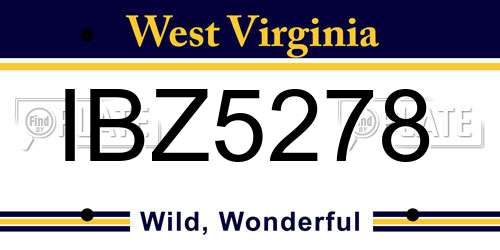 IBZ5278 West Virginia License Plate