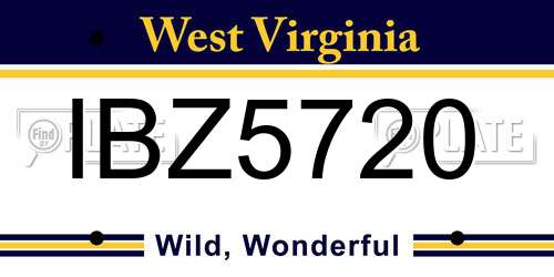 IBZ5720 West Virginia License Plate