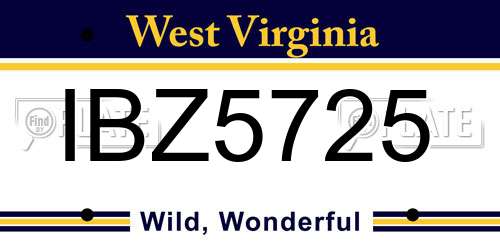 IBZ5725 West Virginia License Plate