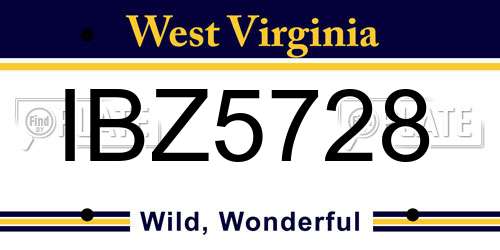 IBZ5728 West Virginia License Plate