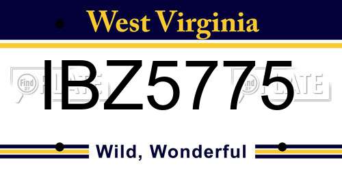 IBZ5775 West Virginia License Plate