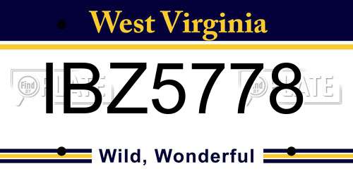 IBZ5778 West Virginia License Plate
