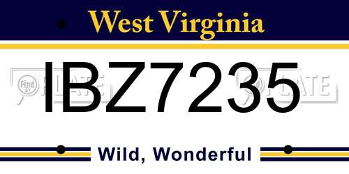 IBZ7235 West Virginia License Plate