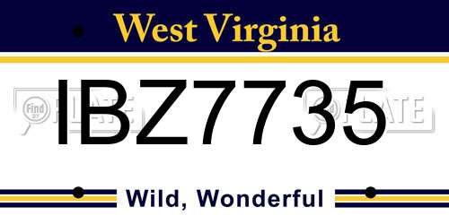 IBZ7735 West Virginia License Plate
