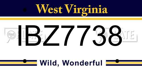 IBZ7738 West Virginia License Plate