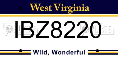 IBZ8220 West Virginia License Plate