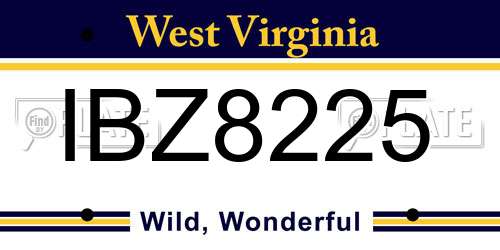 IBZ8225 West Virginia License Plate