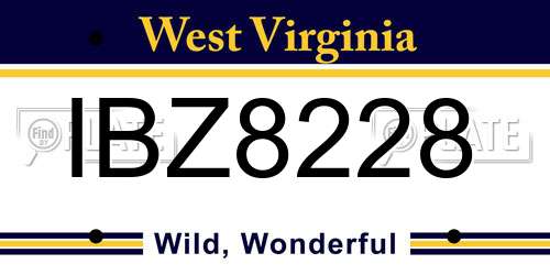IBZ8228 West Virginia License Plate