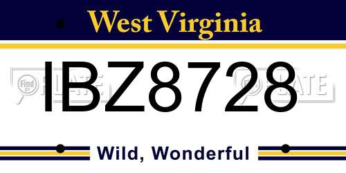 IBZ8728 West Virginia License Plate