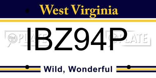 IBZ94P West Virginia License Plate