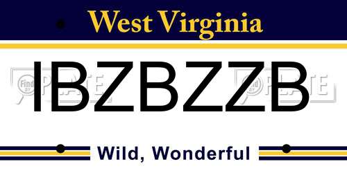 IBZBZZB West Virginia License Plate