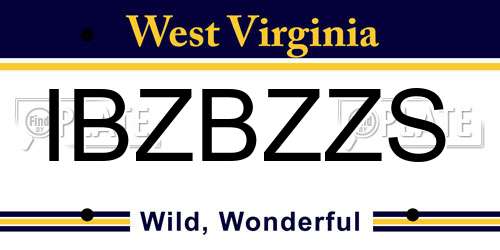 IBZBZZS West Virginia License Plate