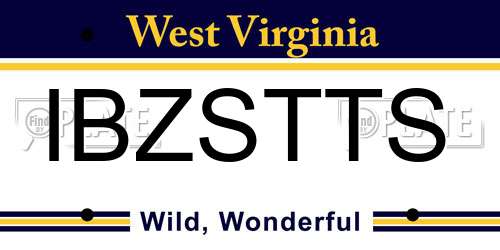 IBZSTTS West Virginia License Plate
