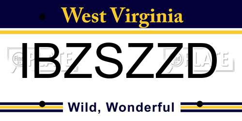 IBZSZZD West Virginia License Plate