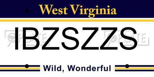 IBZSZZS West Virginia License Plate