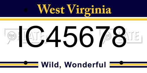 IC45678 West Virginia License Plate