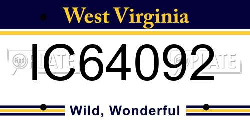 IC64092 West Virginia License Plate