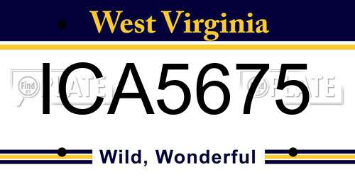 ICA5675 West Virginia License Plate