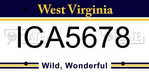 ICA5678 West Virginia License Plate