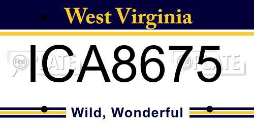 ICA8675 West Virginia License Plate