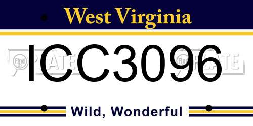ICC3096 West Virginia License Plate