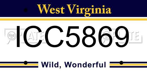 ICC5869 West Virginia License Plate
