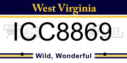 ICC8869 West Virginia License Plate