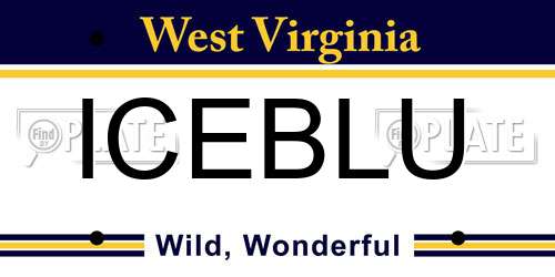 ICEBLU West Virginia License Plate