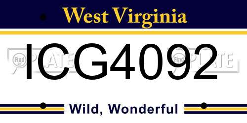 ICG4092 West Virginia License Plate