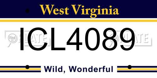 ICL4089 West Virginia License Plate