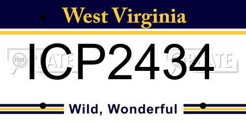 ICP2434 West Virginia License Plate
