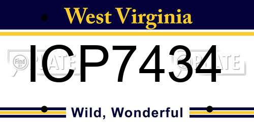 ICP7434 West Virginia License Plate