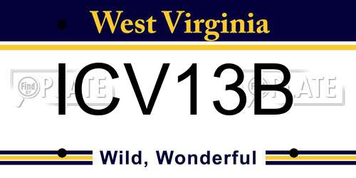 ICV13B West Virginia License Plate