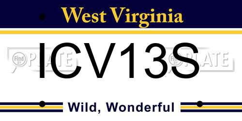 ICV13S West Virginia License Plate