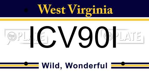 ICV90I West Virginia License Plate