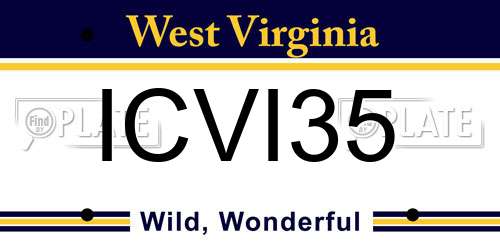 ICVI35 West Virginia License Plate