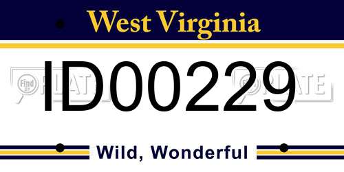 ID00229 West Virginia License Plate