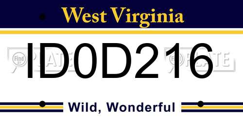 ID0D216 West Virginia License Plate