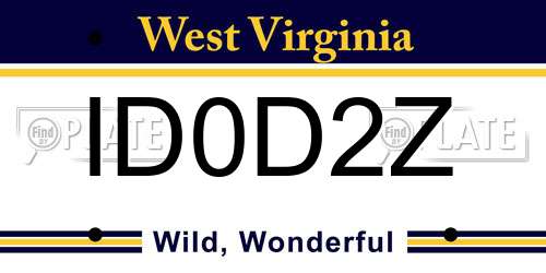 ID0D2Z West Virginia License Plate