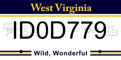 ID0D779 West Virginia License Plate