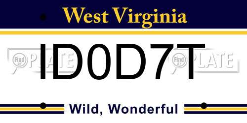 ID0D7T West Virginia License Plate