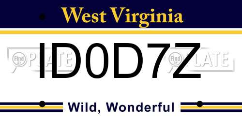 ID0D7Z West Virginia License Plate