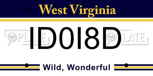 ID0I8D West Virginia License Plate