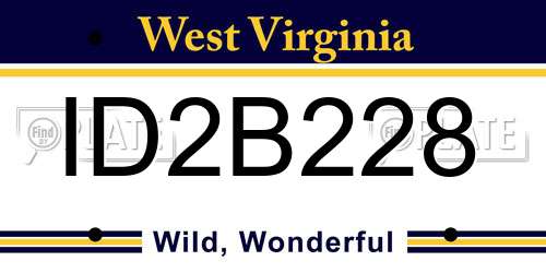ID2B228 West Virginia License Plate