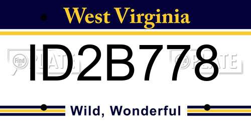 ID2B778 West Virginia License Plate