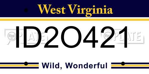 ID2O421 West Virginia License Plate